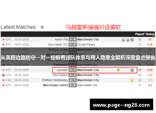 从英超边路防守一对一短板看球队体系与用人隐患全解析深度盘点报告
